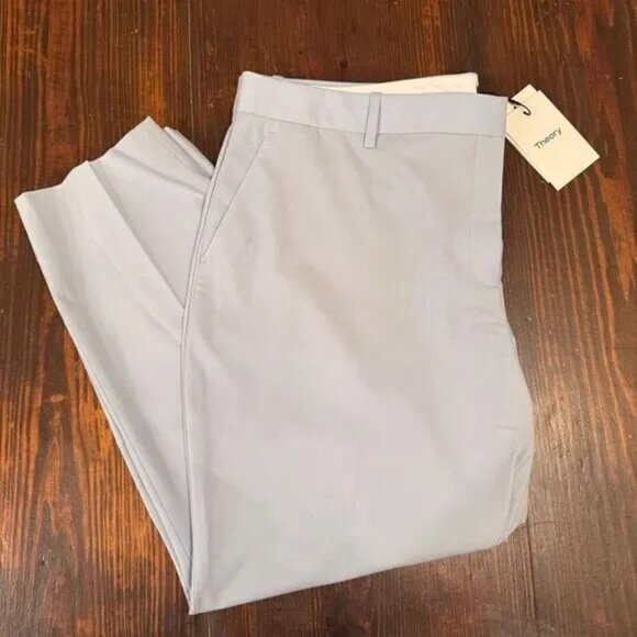 THEORY Treeca 2 SKY Blue Traceable Wool Cropped Pant NWT (flawed) Size 18 - Picture 3 of 15